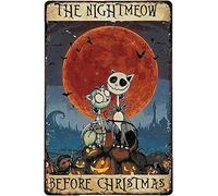 Metal Vintage Tin Sign Decor SaNavie Jack Skellington cat The nightmeow Before Christmas Nightmare for Halloween Lovers Metal Sign Outdoor Indoor Wall Panel Retro Vintage Mural,inch 5.5x8 Inch
