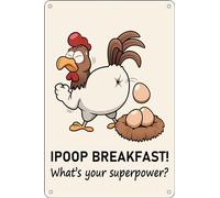 Metal Vintage Tin Sign I Poop Breakfast Whats Your Superpower Home Bathroom Club Bar Tin Sign Housewarming Gift 8x12 Inches
