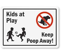 Metal Vintage Tin Sign Kids at Play Keep Poop Away Sign and Dogs Play Dog Caution Safety Signs Warning Children Park Outdoor Lawn Metal Decor Yard Signs 12x8 inch