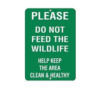 Metal Vintage Tin Sign Please Do Not Feed Wildlife Keep Clean & Healthy -Vibrant Green Sign 12x8 inch