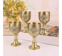 Metal Vintage Wine Cup with Artistic Relief Design, Zinc Alloy Goblet Suitable for Home Display and Collection Use 40ml 100ml Capacity (A)