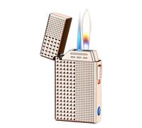 Metal Voice-Activated Lighter, Dual Flame Switchable with Four Ignition Modes, Transparent Gas Chamber for Barbecue, Candles, Outdoor Use, Perfect Men's Gift