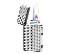 Metal Voice-Activated Lighter, Dual Flame Switchable with Four Ignition Modes, Transparent Gas Chamber for Barbecue, Candles, Outdoor Use, Perfect Men's Gift