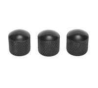 Metal Volume Tone Knobs for Electric Guitar - 3-Pack Black Dome-Style Guitar Control Knobs, 3.8 x 3.7 cm, for PRECISION-Fit Replacement Parts Compatible with Standard Shaft
