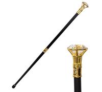 Metal Walking Stick Crystal Diamond Head 35.8 Inch Scepter Royal Crystal King Walking Stick New Year's Eve Performance Props(glod,91cm/35.8inch)