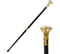 Metal Walking Stick with Crystal Diamond Head for New Year's Eve Performance, 35.8 Inch Royal Scepter Prop