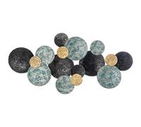 Metal Wall Art 66x133cm Blue Black Gold Silver Large 3D Textured Disc Sculpture