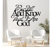 Metal Wall Art Be Still and Know That I Am God Psalm 46:10 Wall Decor Bible Verse Wall Decor Christian Home Decorations Large Bible Wall Hanging (Black 19"x13"/47x34cm)