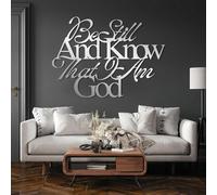 Metal Wall Art Be Still and Know That I Am God Psalm 46:10 Wall Decor Bible Verse Wall Decor Christian Home Decorations Large Bible Wall Hanging (Silver 19"x13"/47x34cm)