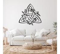 Metal Wall Art Celtic Trinity Knot Metal Wall Decor Tree in Leaf Wall Art Floral Celtic Celtic Knot Wall Hangings Housewarming Gift Metal Wall Decor for Living Room (Black 26"x28"|67x70cm)