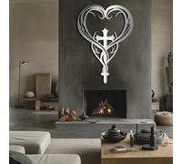 Metal Wall Art Cross Design, Metal Wall Art Eternal Love Infinity Heart, Large Cross for Living Room for Living Room, Bedroom, Hallway and Stairs Nature Home Decor Gift(Silver, 39x28in|