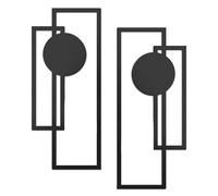 Metal Wall Art Decor, 2pcs 15.7x6.7inch Black Abstract Metal Wall Art, Modern Geometric Art Wall Decor, Abstract Wall Sculptures Decor for Living Room Home Decoration