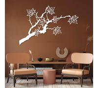 Metal Wall Art Decor for Living Room Modern Large Tree and Leaves Metal Wall Decor, Tree of Life, Leaves, Leaf Trees Wall Decor, Trees Branch Wall Hanging, Nature for (White, 41"x27"/105x70cm)