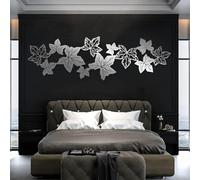 Metal Wall Art Decor for Living Room Modern Metal Tree Leaf Wall Decor, Ivy Leaves, Tree Branch Wall Decor, Leaf Ivy, Bay Leaves Hanging, Nature Hanging for Bedroom (Silver, 41"x13"/105x32cm)