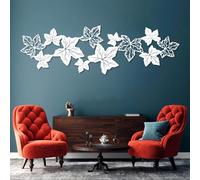 Metal Wall Art Decor for Living Room Modern Metal Tree Leaf Wall Decor, Ivy Leaves, Tree Branch Wall Decor, Leaf Ivy, Bay Leaves Hanging, Nature Hanging for Bedroom (White, 35"x11"/90x28cm)