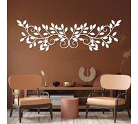 Metal Wall Art Decor for Living Room Modern Metal Vine Wall Decor, Vine Olive Branch Leaf, Tree Leaves, Ivy Leaf Wall Decor, Minimalist Leaves Hanging, Nature Hanging for Bedroom (White, 30"x9"/76x