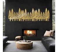 Metal Wall Art Decor for Living Room Modern Pine Tree, Large Metal Pine Tree Wall Decor, Forest, Nature Wall Decor, Nature Forest Wall Hanging, Trees Wall Decoration, Farmhouse Wall Hanging (Gold,