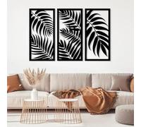 Metal Wall Art Decor Hanging Wall Sculptures 3 Pcs Large Leaves Palm Leaves Leaf Tropical For Living Room Black 41X62In|105X158Cm