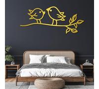 Metal Wall Art Decor Hanging Wall Sculptures Bird On Tree Branch Bird On The Branch For Living Room Bedroom Gold 53" X 22" 135 X 57 Cm