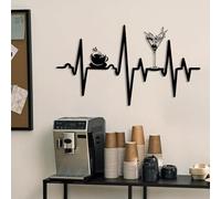 Metal Wall Art Decor Hanging Wall Sculptures Cup He Beat Wine Coffe Sign Ations For Living Room Kitchen Black 35X20Inch 89X50Cm