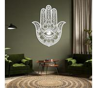 Metal Wall Art Decor Hanging Wall Sculptures Hamsa Evil Eye Hanging Sacred Geometry Ations For Living Room Bedroom Bathroom White 60×50 Cm 24×20 In