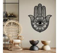 Metal Wall Art Decor Hanging Wall Sculptures Hamsa Evil Eye Hanging Sacred Geometry Ations For Living Room Bedroom Bathroom Black 80×66 Cm 31×26 In