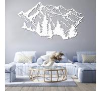 Metal Wall Art Decor Hanging Wall Sculptures Mountain Scene Natural Landscape For Living Room Bedroom White 48" X 27" 121 X 69 Cm