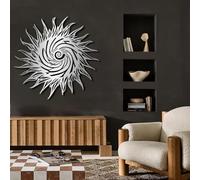 Metal Wall Art Decor Hanging Wall Sculptures Sun Spiral Sunburst Ations For Living Room Bedroom Bathroom Office Silver 28X28In|70X70Cm