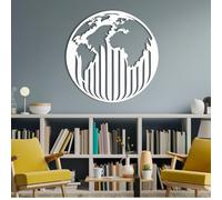 Metal Wall Art Decor Hanging Wall Sculptures World Map For Livingroom Bedroom White 39X39In|100X100Cm