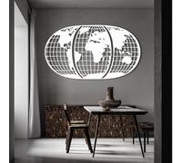Metal Wall Art Decor Hanging Wall Sculptures World Map Globe Modern Ations For Living Room Bedroom Bathroom Office White 47×27 Cm 19×11 In