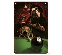 Metal Wall Art Dogs Playing Pool Sign Vintage Home Decor Rustic Aluminum Tin Signs 6x8 Inch