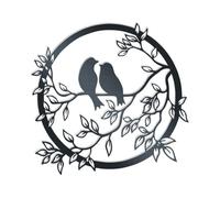 Metal Wall Art For Garden & Home - Indoor Living Room, Bathroom, Kitchen, Bedroom & Outdoor Fence or Patio Wall Suitable. Non-Bend Black Love Birds Hanging Decoration Contemporary Wall Art