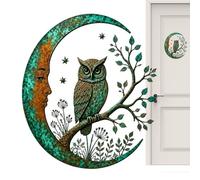 Metal Wall Art for Indoor Use Cresent Owl Tree Cutout Rustic