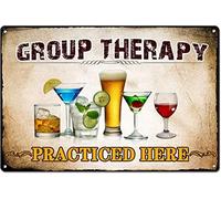Metal Wall Art for Living Room Group Therapy Practiced Here Metal Tin Sign Vintage Decoration Garage Home Garden Cafes Kitchen Wall Antique Tin Signs 12x8 inch