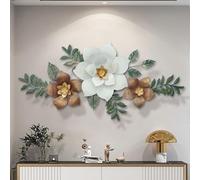 Metal Wall Art for Living Room - Modern 3D Leaves Sculpture - Handmade Gold Flower Blooming Artwork for Home Decor - Large Wall Hanging Decoration for Bedroom