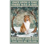 Metal Wall Art for Living Room There was A Girl Who Really Loved Rough Collie Dogs Gift Tin Signs Vintage Funny Signs Home Decorations Cute Wall Decor Metal Poster for Office Kitchen 8x12 inch