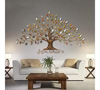 Metal Wall Art Fortune Tree Sculpture, Light Luxury 3D Leaves Decoration for Living Room - Creative Wall Hanging Decor