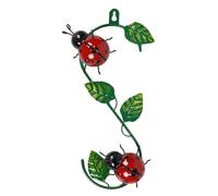 Metal Wall Art, Garden Metal Ladybug Wall Ornament, Bee/Ladybugs Sculptures, Hanging Ornament Decorative with Green Leaves, Garden WallPatio Yard Indoor and Outdoor House Hanging Decoration