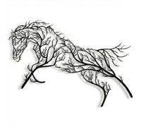 Metal Wall Art Geometric Horse and Tree Decor for Home Office Decoration Entryway Bedroom Living Room, Wall Hangings, Horse Sign, Farmhouse Décor (39"W x 21"H / 100x53cm)