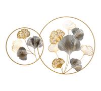 Metal Wall Art Gold 66.2x102cm Metal Ginkgo Floral Round Hanging Sculpture Decor