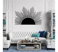 Metal Wall Art Half Sun Sign, Metal Artwork Decoration Boho Artwork, for Living Room, Bedroom Hallway and Stairs Nature Home Decor Gift (BlackSun 30L x20W)