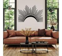Metal Wall Art Half Sun Sign, Metal Artwork Decoration Boho Artwork, for Living Room, Bedroom Hallway and Stairs Nature Home Decor Gift (BlackMoon 30L x20W)