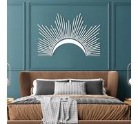 Metal Wall Art Half Sun Sign, Metal Artwork Decoration Boho Artwork, for Living Room, Bedroom Hallway and Stairs Nature Home Decor Gift (WhiteMoon 39L x27W)