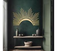 Metal Wall Art Half Sun Sign, Metal Artwork Decoration Boho Artwork, for Living Room, Bedroom Hallway and Stairs Nature Home Decor Gift (GoldMoon 47L x32W)
