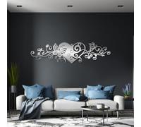 Metal Wall Art He with Vine, Butterfly Decor - Gifts for Her, Wedding - Silver, 41"x11" | 105x28cm