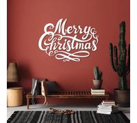 Metal Wall Art Merry Christmas Decor, Christmas Letters for Decor, Farm House Christmas decor (White, 48"x34"|121x87 cm)