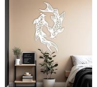 Metal Wall Art, Metal Fish Modern Wall Art, Minimalist Koi Fish FengShui Artwork Decoration, Modern Sculpture Home Decor for Living Room,Bedroom Hallway and Stairs Nature Home Decor Gif