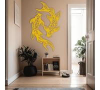 Metal Wall Art, Metal Fish Modern Wall Art, Minimalist Koi Fish FengShui Artwork Decoration, Modern Sculpture Home Decor for Living Room,Bedroom Hallway and Stairs Nature Home Decor Gif
