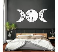 Metal Wall Art, Moon Phases, Ramadan Moon, 3 Piece Moon Wall Decor, Moon Phase Wall Decor, Geometric, For Living Room, Space Home Decoraition (White, 66"X28"|167X70Cm)