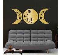 Metal Wall Art, Moon Phases, Ramadan Moon, 3 Piece Moon Wall Decor, Moon Phase Wall Decor, Geometric, For Living Room, Space Home Decoraition (Gold, 56"X24"|143X60Cm)